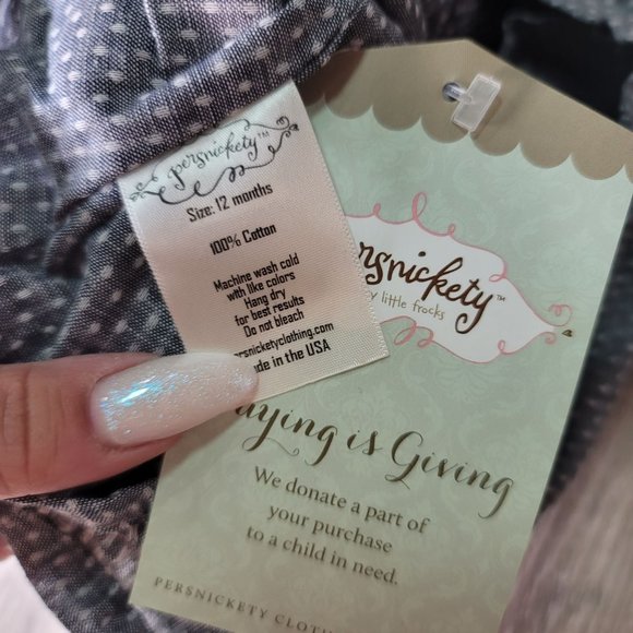 Persnickety grey and white polka dot flutter sleeve tie top 100% cotton size 12m - Picture 3 of 4